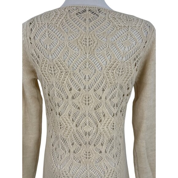 Vintage 90s Bianca B Cream Beige Knit Crochet Back Sweater Y2K Made In Italy M - Picture 8 of 13